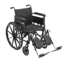 Cruiser X4 Lightweight Dual Axle Wheelchair with Adjustable Detachable Arms, Full Arms, Elevating Leg Rests, 20" Seat