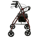 Aluminum Rollator Rolling Walker with Fold Up and Removable Back Support and Padded Seat, Red