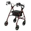 Aluminum Rollator Rolling Walker with Fold Up and Removable Back Support and Padded Seat, Red