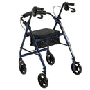 Aluminum Rollator Rolling Walker with Fold Up and Removable Back Support and Padded Seat, Blue