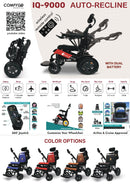 MAJESTIC IQ-9000 Auto Recline PLUS Remote Controlled Electric Wheelchair - Black