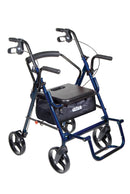 Duet Dual Function Transport Wheelchair Rollator Rolling Walker, Blue