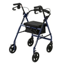 Aluminum Rollator Rolling Walker with Fold Up and Removable Back Support and Padded Seat, Blue